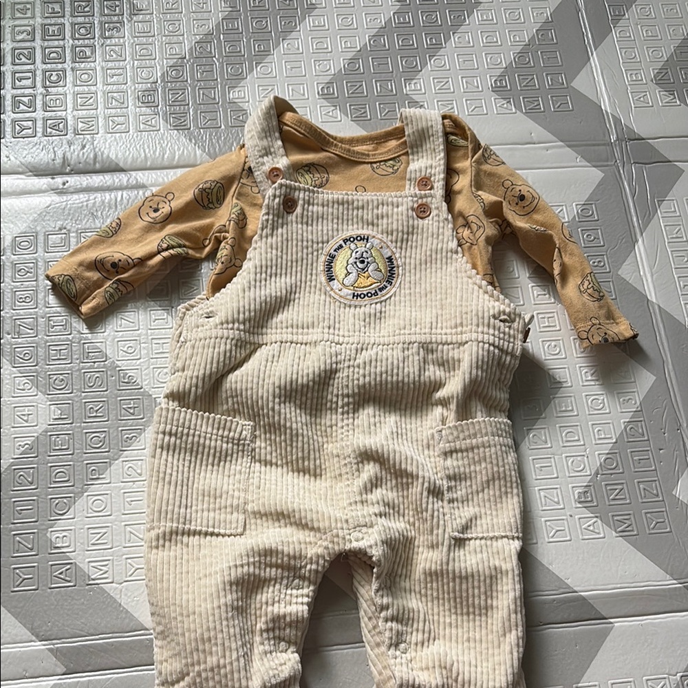 Disney Winnie the Pooh Cream Corduroy Overalls